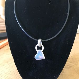 SS heart pendant on leather cord